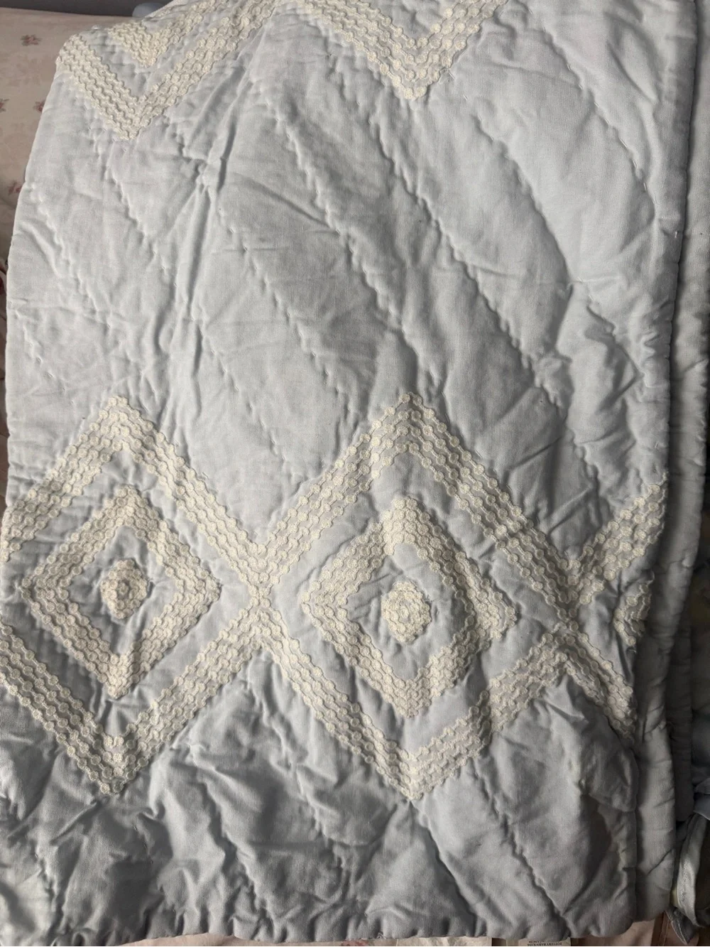 Pottery Barn Kids baby Comforter with Cream Diamond Trim and crib skirt
